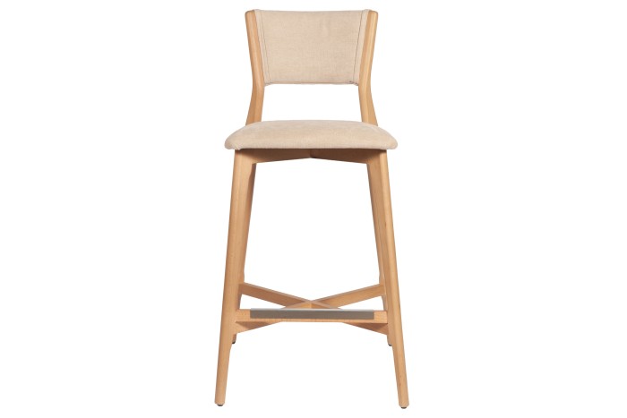 Gepolsterter Barhocker LEGER Beige (Tukan C3) / natureiche
