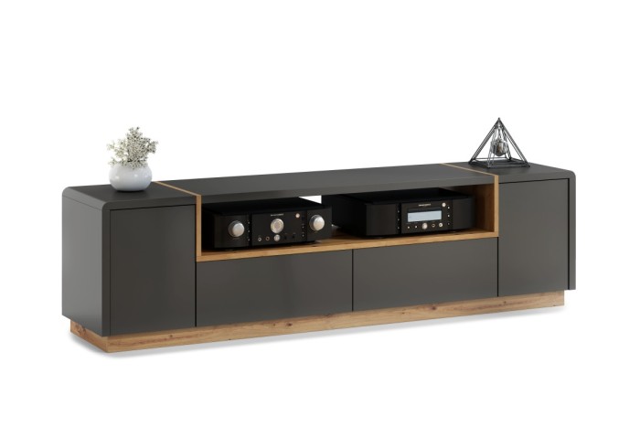 Möbelset FOLK Anthrazit (Dunkelgrau)/Artisan Eiche - MODERN WOHNZIMMER