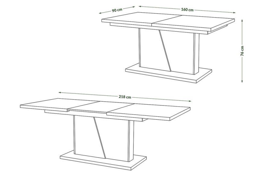 NOBLE NOIR Gold Craft Eiche/Schwarz Matt - AUSZIEHBAR TISCH ESSTISCH 160 oder 218 cm!