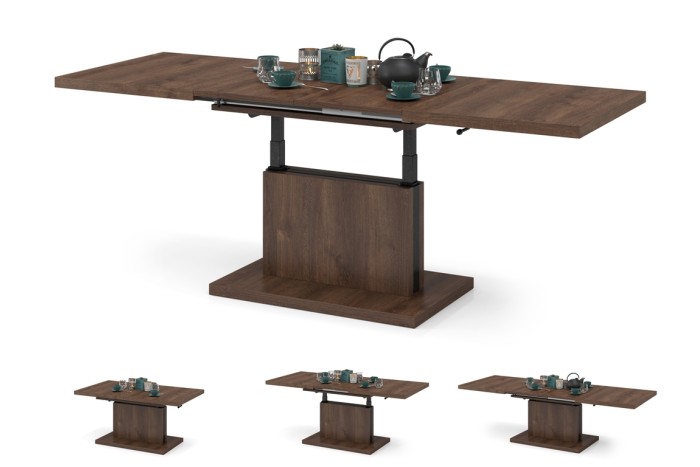 ASTON Braune Eiche - Modern Couchtisch Kaffeetisch Sofatisch Ausziehbar Tisch mit einstellbarer Höhe