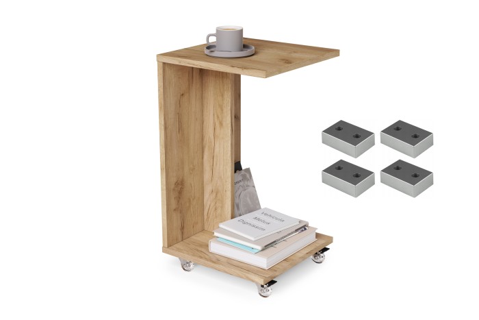 HUGO Gold Craft Eiche - HELFER 2w1 AUF RÄDERN/BEINEN - MOBILER HELFERTISCH FÜR WOHNZIMMER/SCHLAFZIMMER/KINDERZIMMER