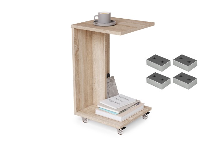 HUGO Sonoma Eiche - HELFER 2w1 AUF RÄDERN/BEINEN - MOBILER HELFERTISCH FÜR WOHNZIMMER/SCHLAFZIMMER/KINDERZIMMER
